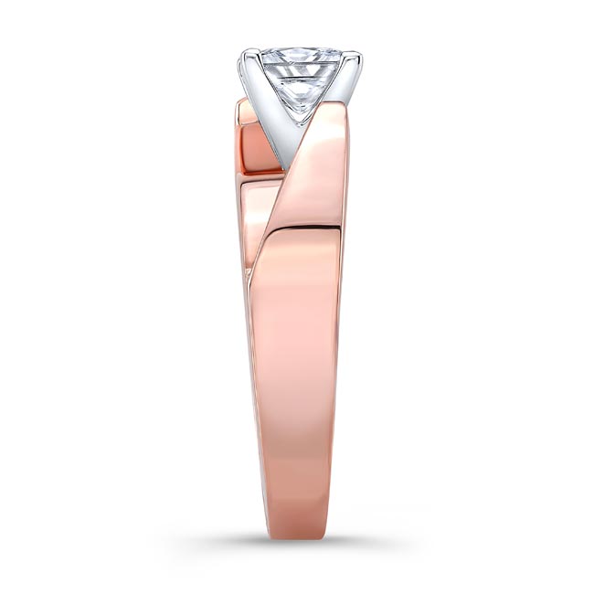 Rose Gold Princess Cut Cathedral Solitaire Ring Image 3