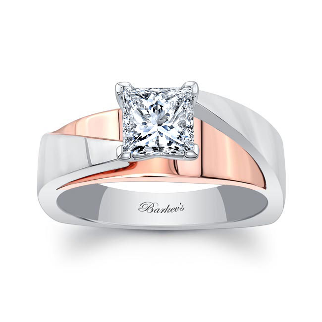 Princess Cut Moissanite Cathedral Solitaire Ring