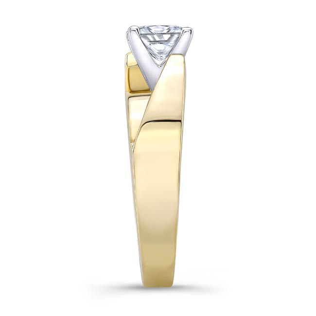 Yellow Gold Princess Cut Cathedral Solitaire Ring Image 3