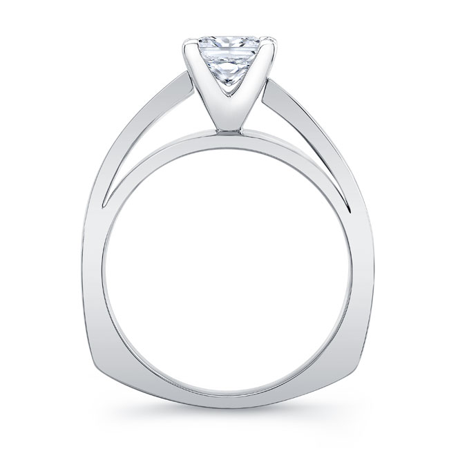 Platinum Princess Cut Moissanite Pave Engagement Ring Image 2