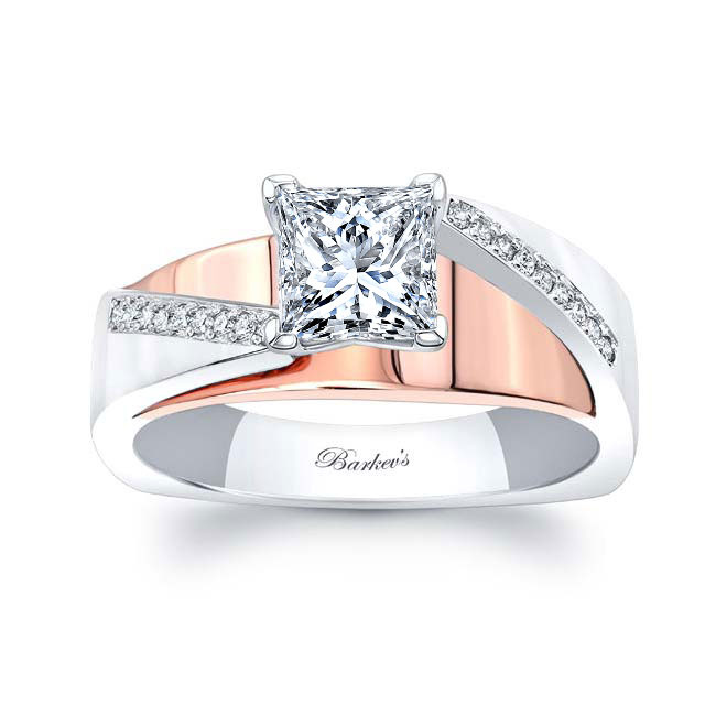 Princess Cut Moissanite Pave Engagement Ring