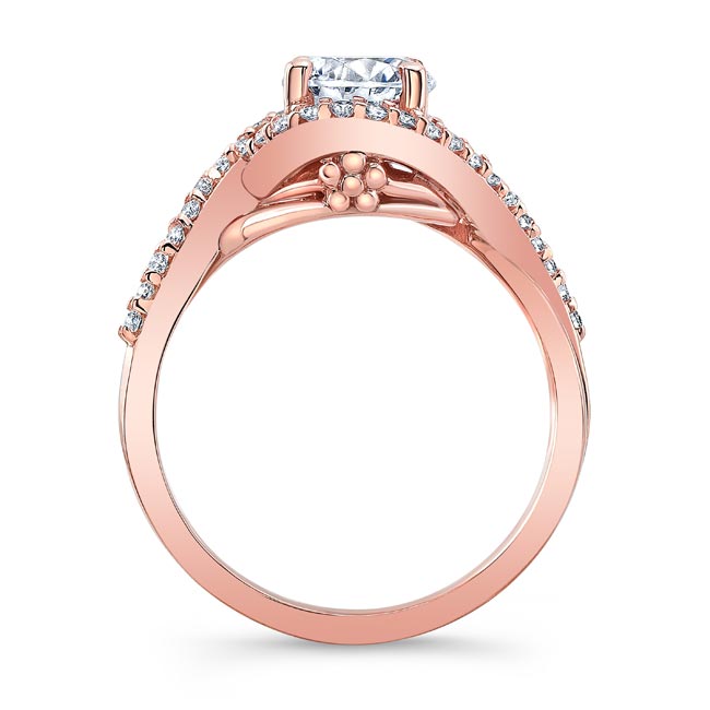 Rose Gold Twisted Halo Engagement Ring Image 2