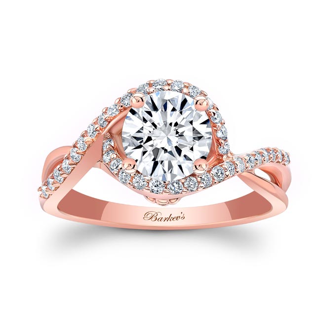 Rose Gold Twisted Halo Engagement Ring