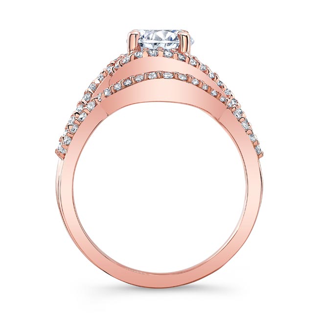 Rose Gold Twisted Halo Wedding Set Image 2