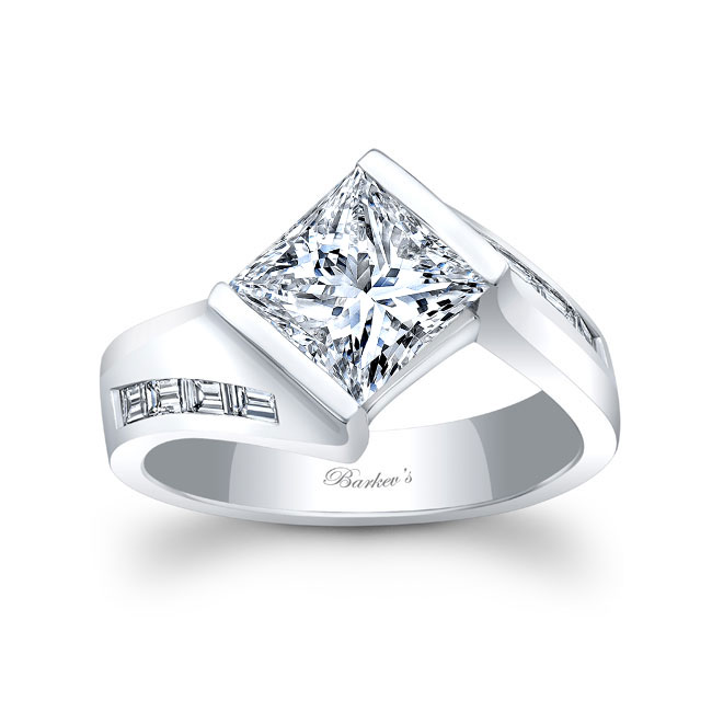 Princess Cut Moissanite Wide Band Engagement Ring