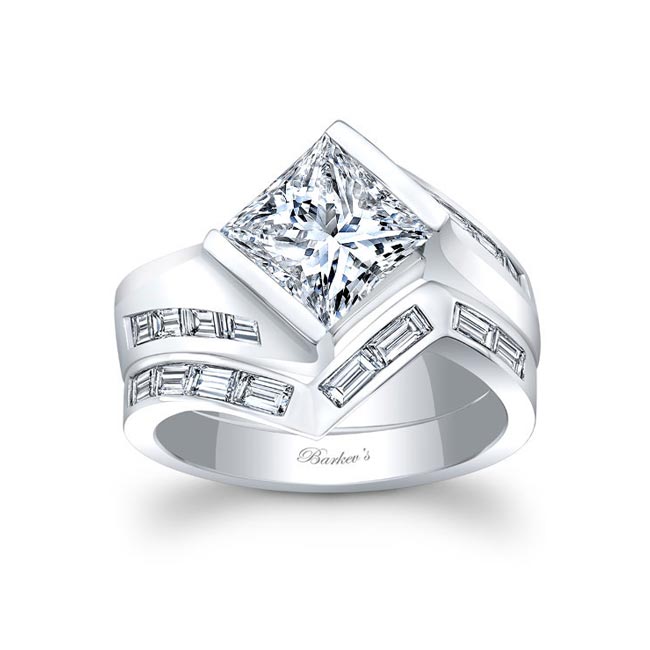 Princess Cut Wide Band Bridal Set