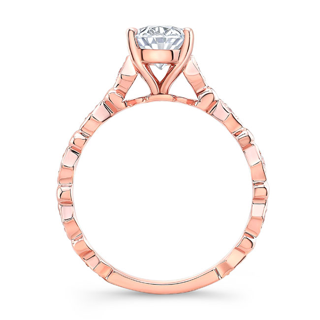 Rose Gold Art Deco Oval Moissanite Engagement Ring Image 2