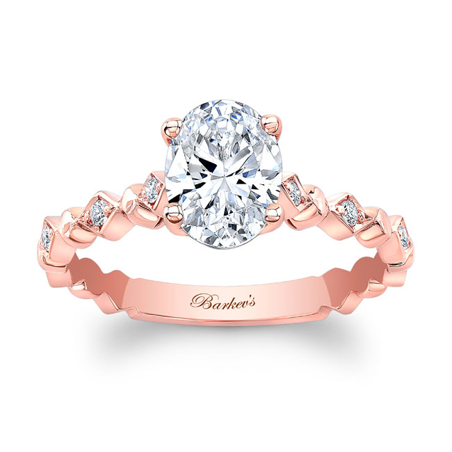 Rose Gold Art Deco Oval Moissanite Engagement Ring