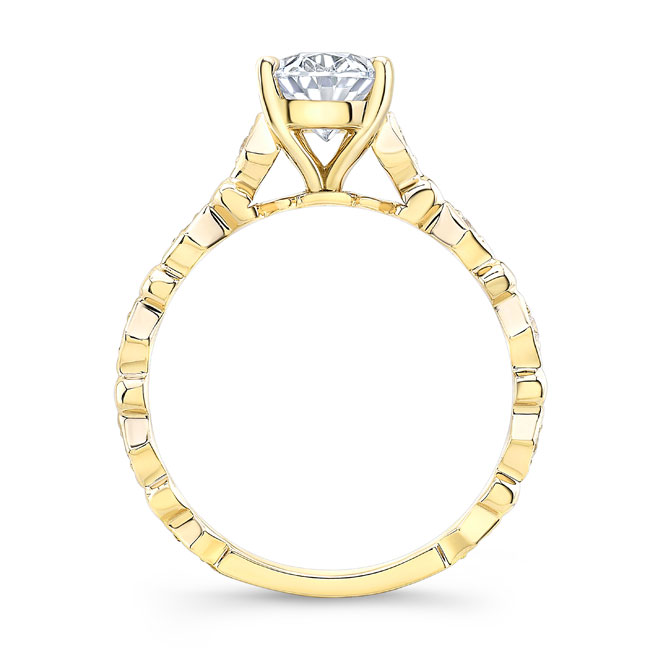 Yellow Gold Art Deco Oval Moissanite Engagement Ring Image 2