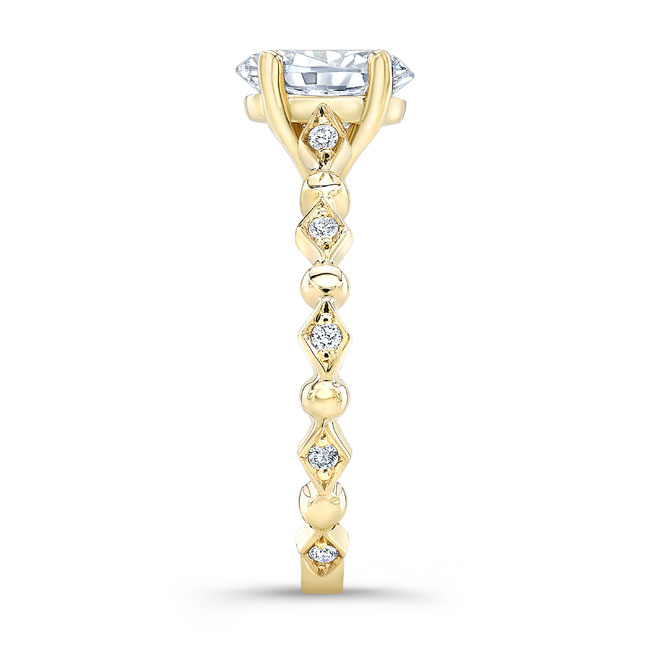 Yellow Gold Art Deco Oval Moissanite Engagement Ring Image 3