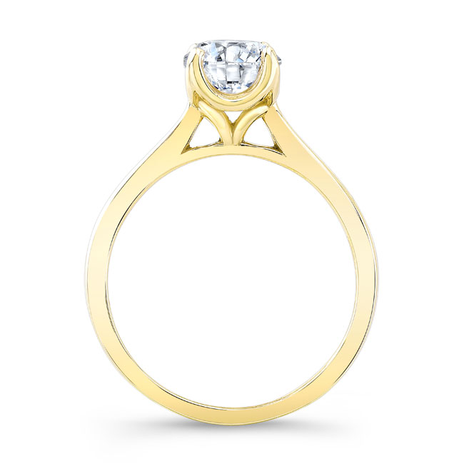 Yellow Gold Delicate Curved Solitaire Ring Image 2