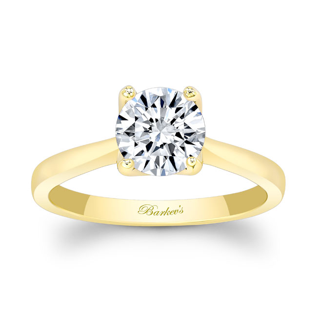 Yellow Gold Delicate Curved Solitaire Ring