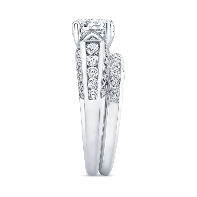 White Gold Channel Set Wedding Ring Set Image 3