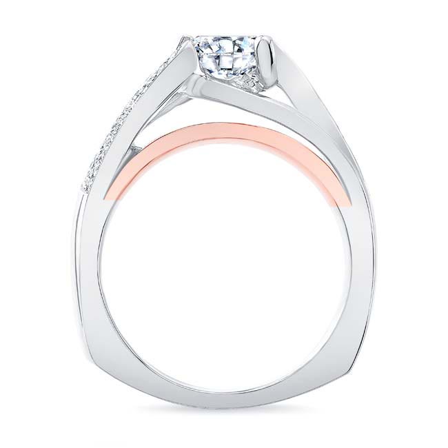 White Rose Gold 3 Row Moissanite Ring Image 2