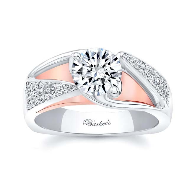 White Rose Gold 3 Row Moissanite Ring