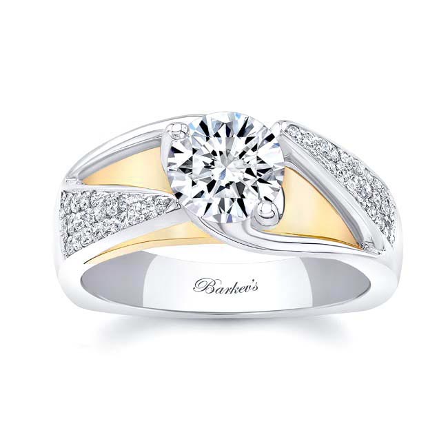 White Yellow Gold 3 Row Diamond Ring