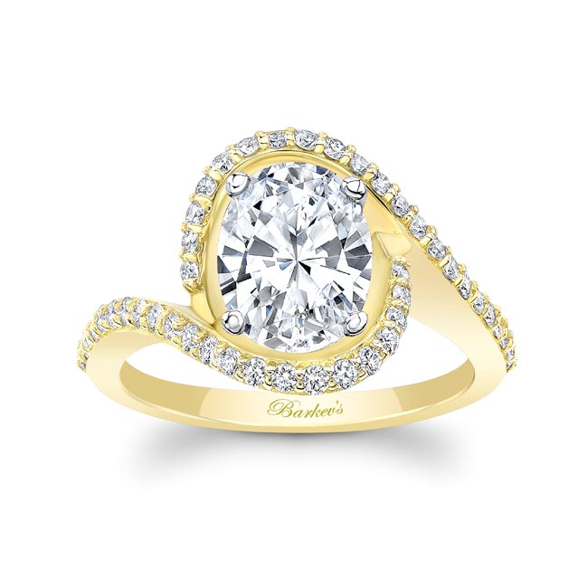 Yellow Gold 2 Carat Oval Moissanite Ring