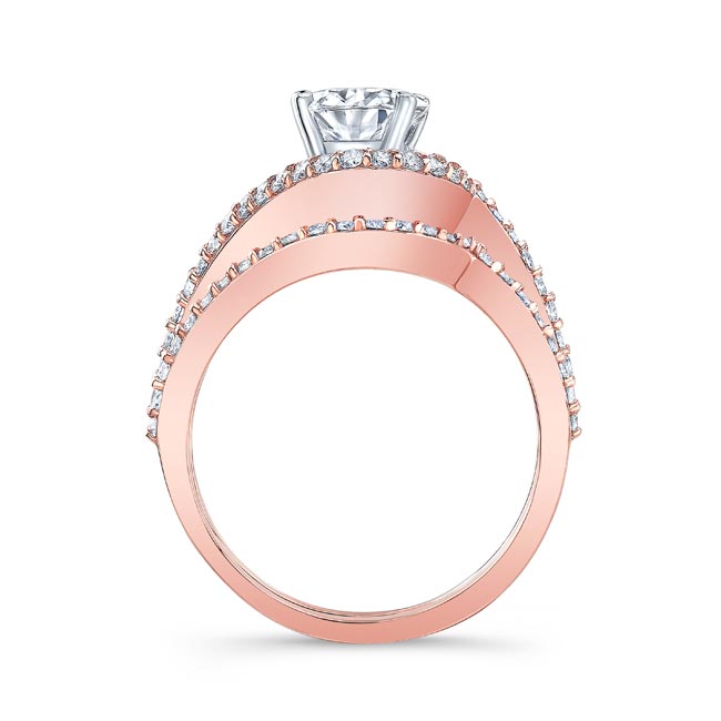 Rose Gold 2 Carat Oval Moissanite Wedding Ring Set Image 2