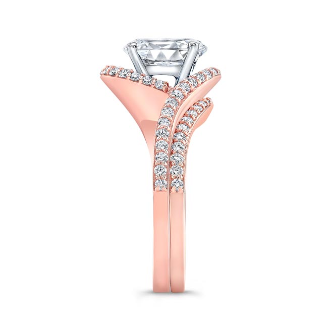 Rose Gold 2 Carat Oval Moissanite Wedding Ring Set Image 3