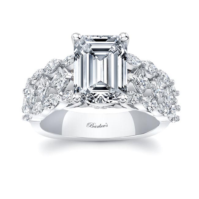 Three Row Emerald Cut Diamond Ring