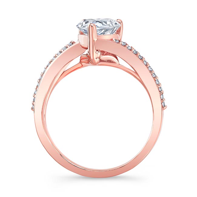 Rose Gold Split Shank Pear Moissanite Ring Image 2