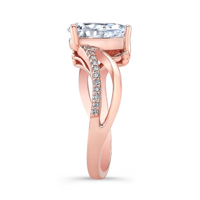 Rose Gold Split Shank Pear Moissanite Ring Image 3