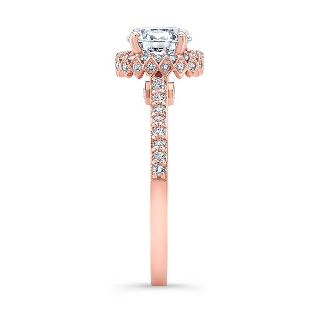 Rose Gold Round Halo Diamond Ring Image 3