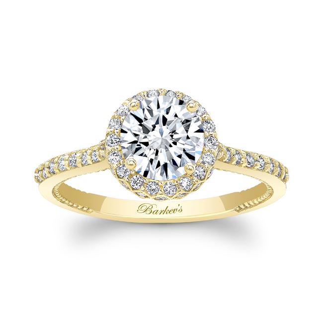 Yellow Gold Round Halo Diamond Ring