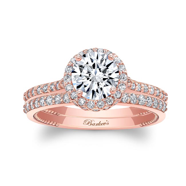 Round Halo Diamond Wedding Set