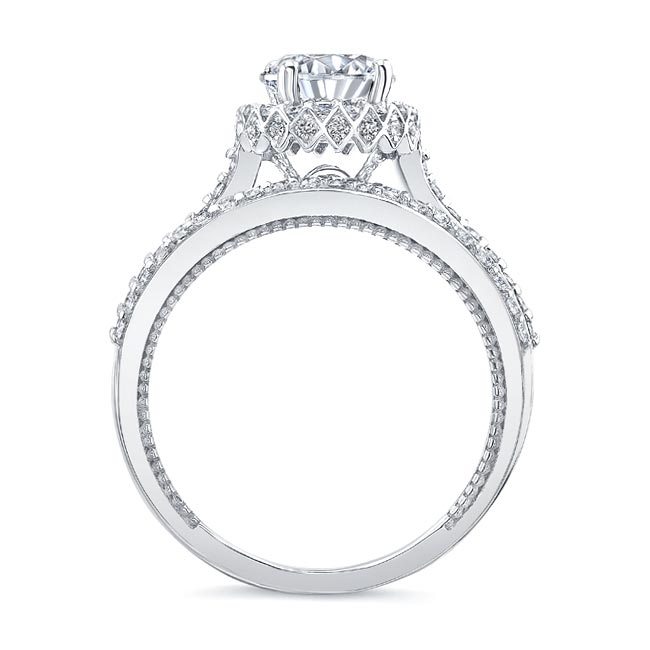 Round Halo Diamond Wedding Set Image 2