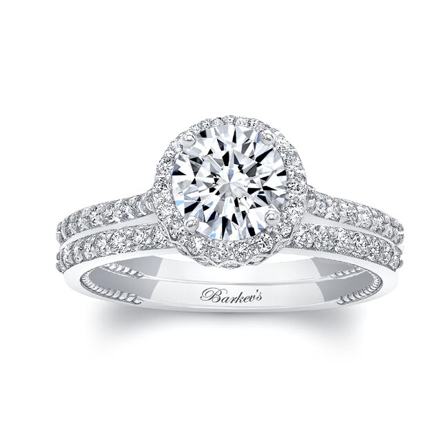 Round Halo Diamond Wedding Set