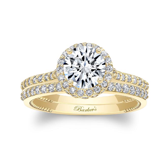 Round Halo Diamond Wedding Set