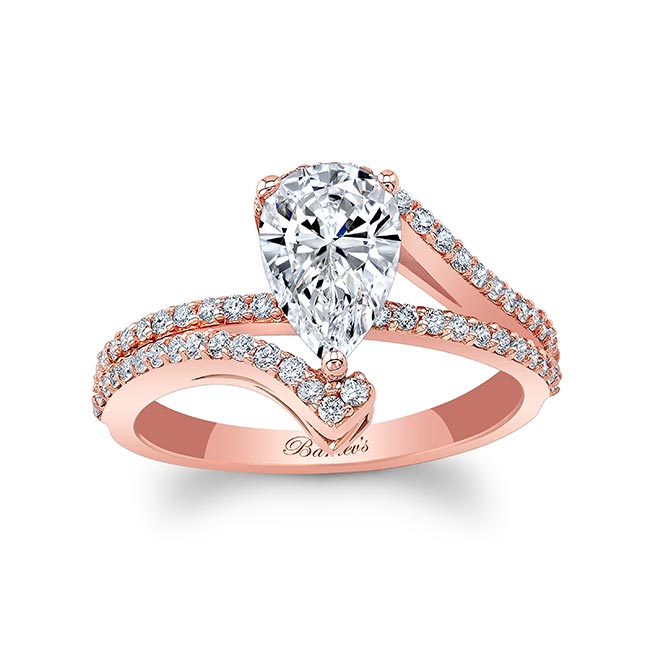 Rose Gold Split Shank Pear Moissanite Engagement Ring