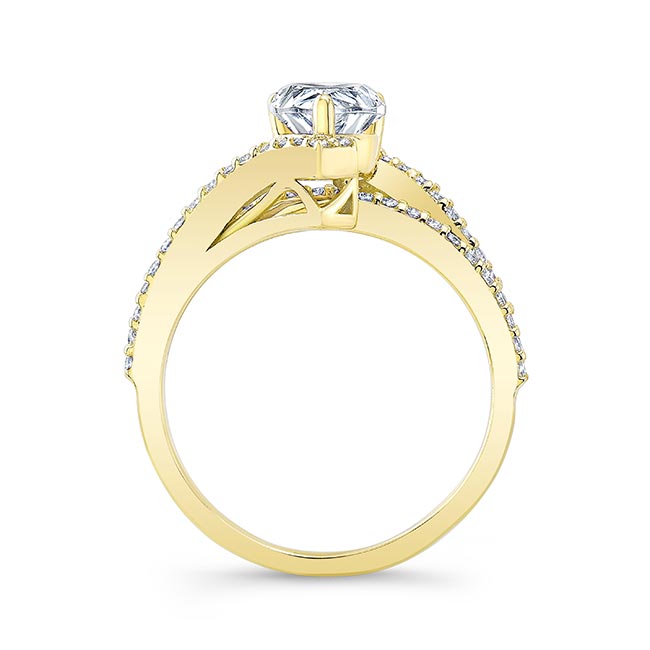 Yellow Gold Split Shank Pear Moissanite Engagement Ring Image 2