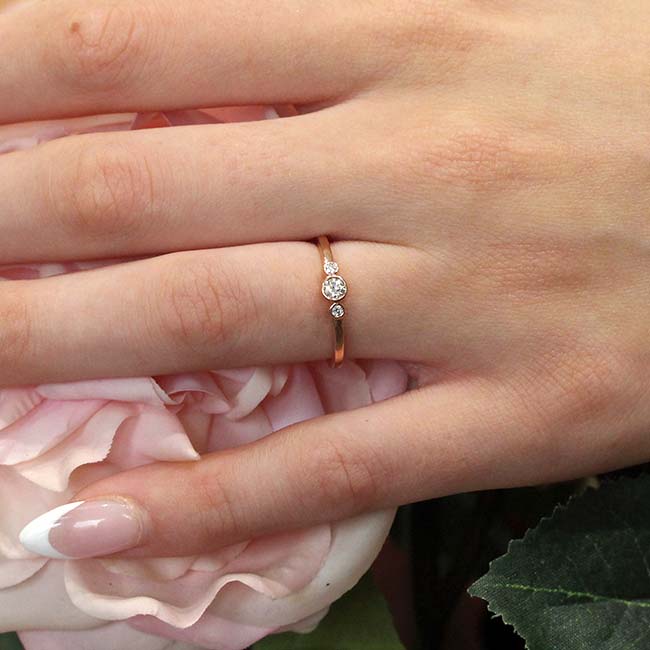 Rose Gold Sophia Three Stone Promise Ring Image 2