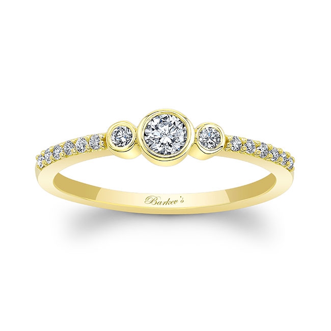 Yellow Gold Mia Three Stone Diamond Promise Ring