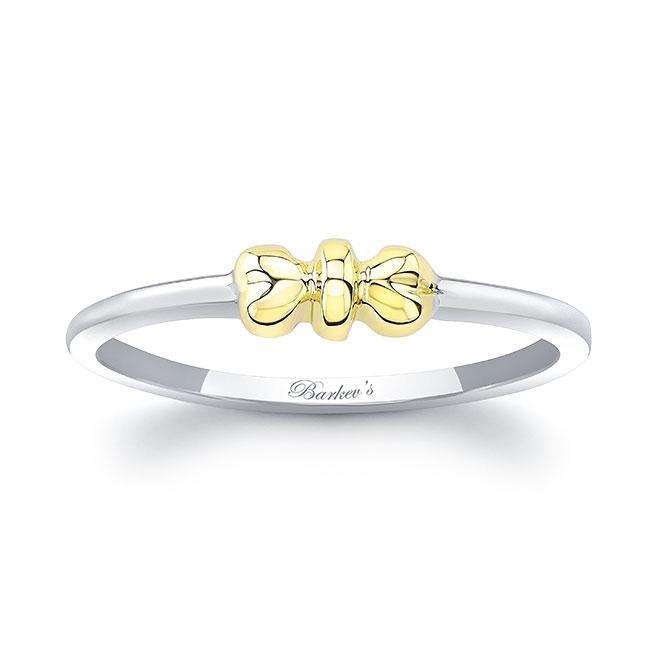 White Yellow Gold Simple Heart Promise Ring