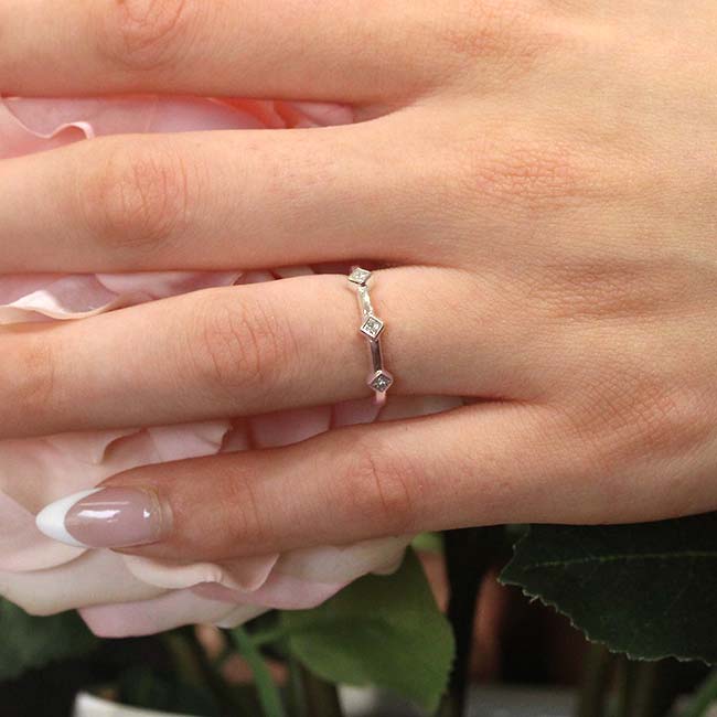 Mila Three Stone Princess Cut Promise Ring Image 2