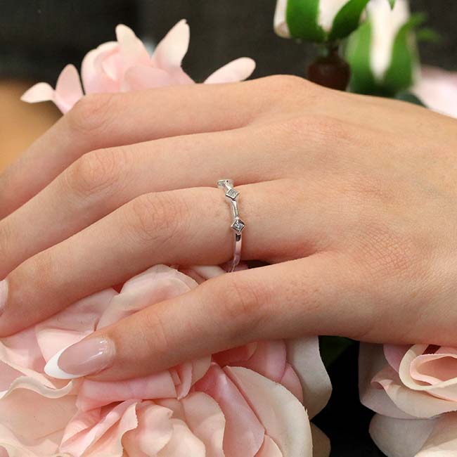 Mila Three Stone Princess Cut Promise Ring Image 3