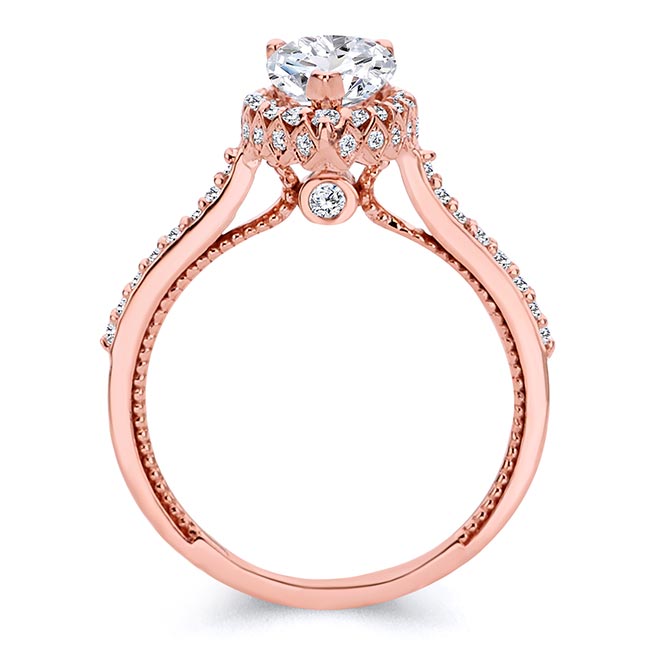 Rose Gold Eva Pear Shaped Halo Ring Image 2