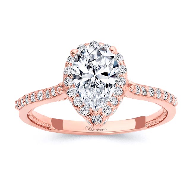 Rose Gold Eva Pear Shaped Halo Ring