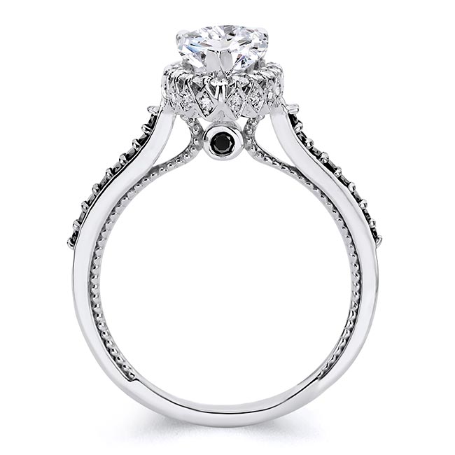 Eva Pear Shaped Black Diamond Accent Halo Ring Image 2