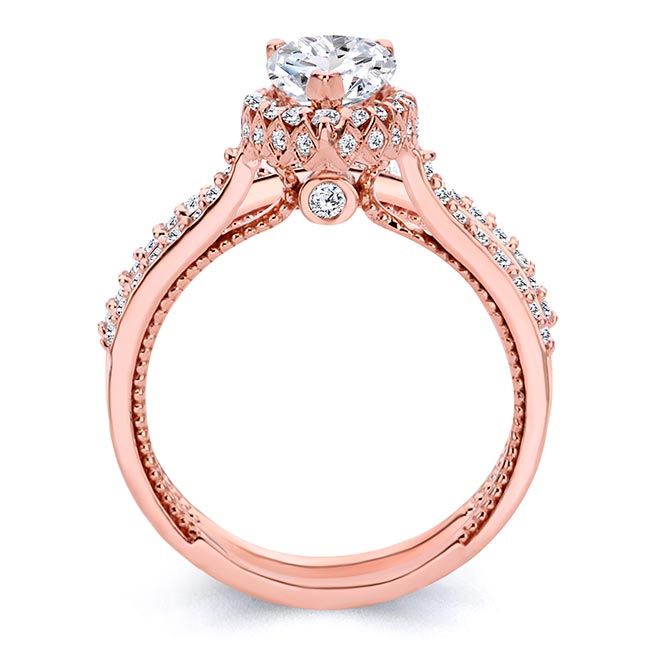 Rose Gold Eva Pear Shaped Halo Ring Set Image 2