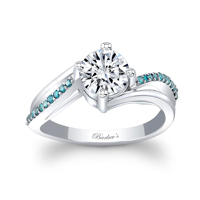 Split Shank Engagement Ring With Blue Diamonds