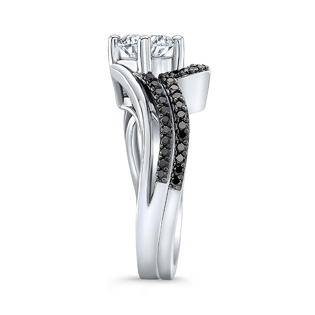 Split Shank Wedding Set With Black Diamonds Image 3