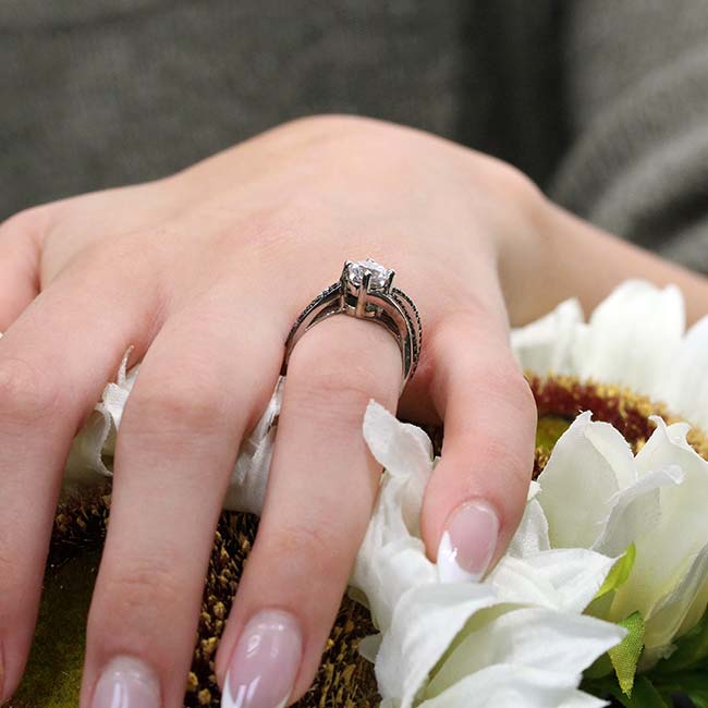 Split Shank Wedding Set With Black Diamonds Image 6