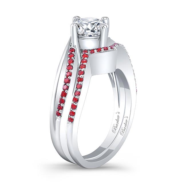 Split Shank Wedding Set With Rubies Image 2