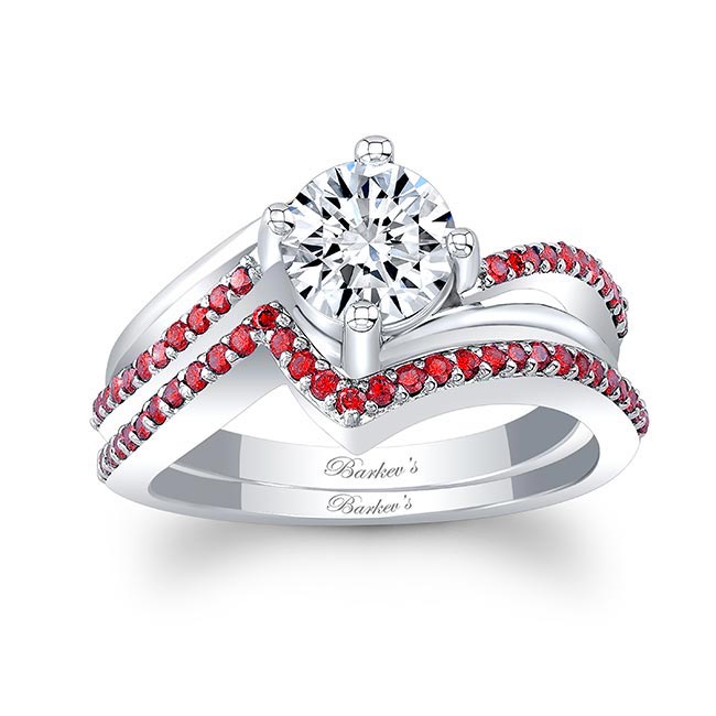 Split Shank Wedding Set With Rubies