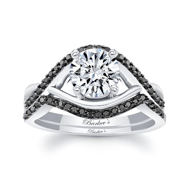 Criss Cross Lab Diamond Ring Set With Black Diamonds