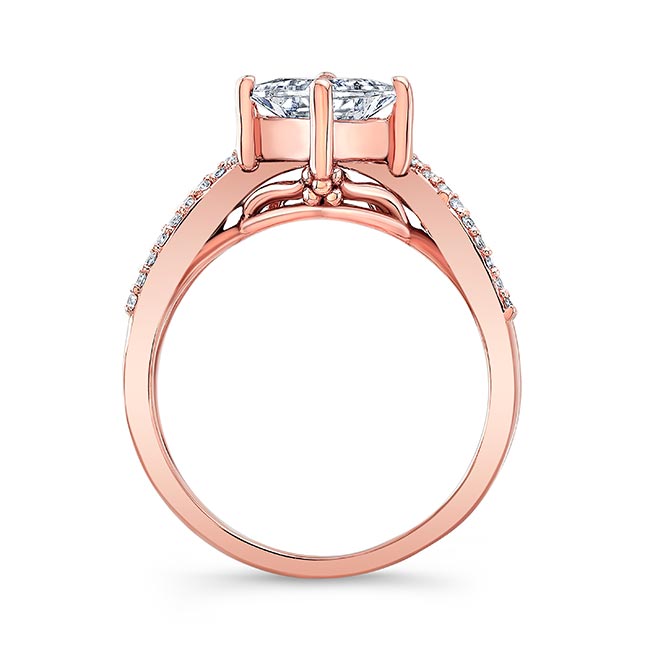 Rose Gold Unique Princess Cut Moissanite Engagement Ring Image 2